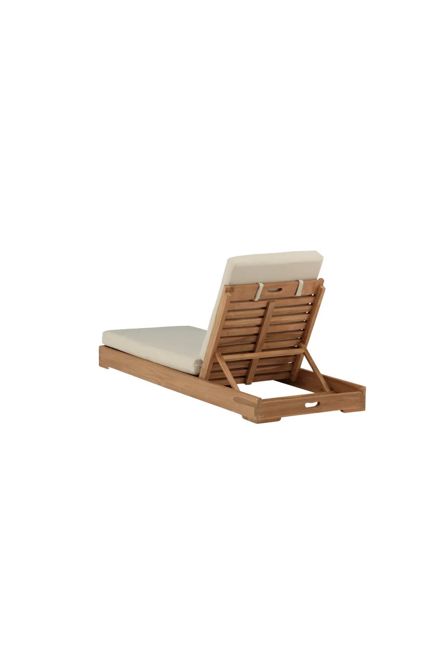 Sonnenliege Sunbed aus Teak mit beigem Kissen, 200×70×14 cm von Venture Home – Bild 3