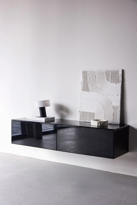 TV-Schrank Fristad mit schwarz glänzender Lackmalerei, 45x160x35 cm von Venture Home – Bild 14