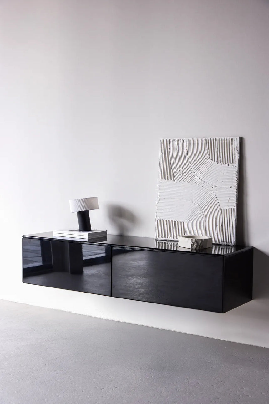 TV-Schrank Fristad mit schwarz glänzender Lackmalerei, 45x160x35 cm von Venture Home – Bild 14