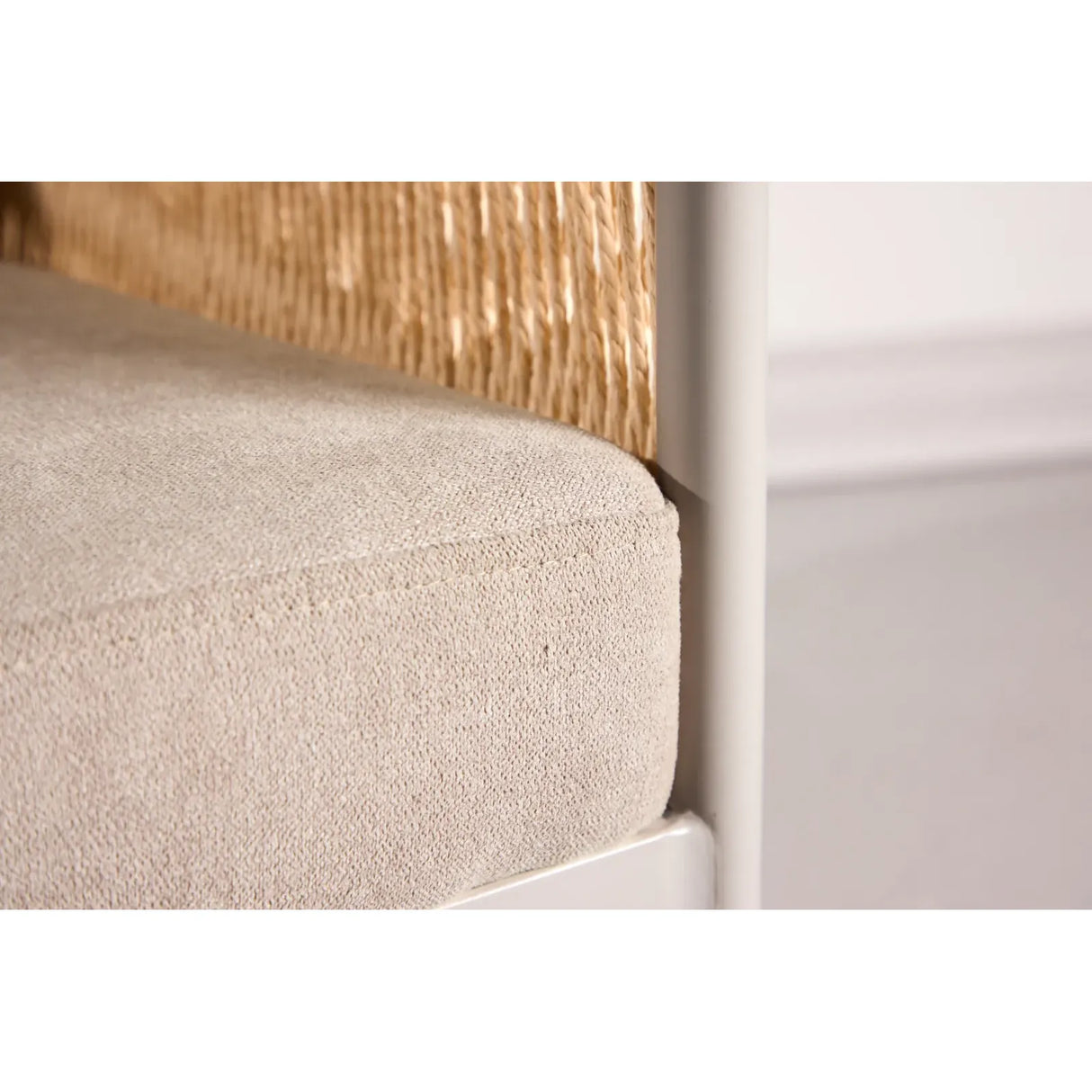 Louie Lounge Stuhl - Beige Stahlrahmen / Seil Beige Leinenstoff