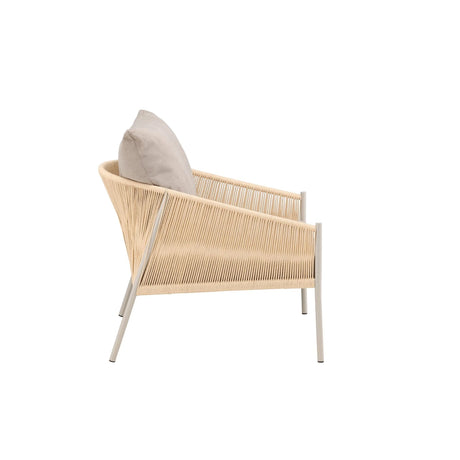 Louie Lounge Stuhl - Beige Stahlrahmen / Seil Beige Leinenstoff von Vind – Produktbild 6