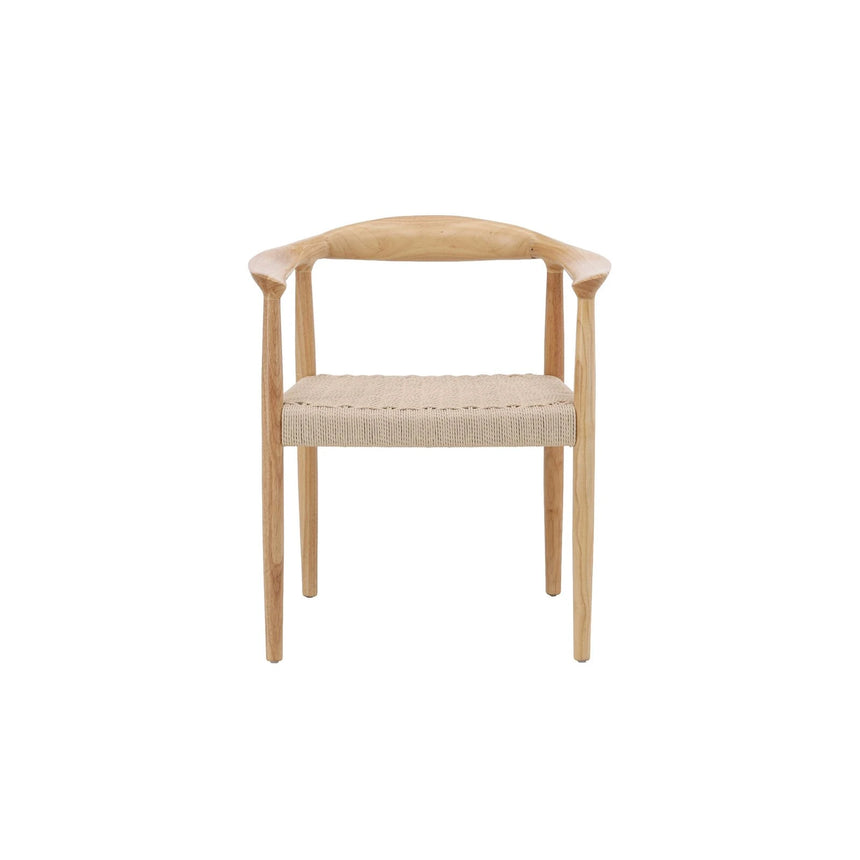 Lovön Esszimmerstuhl 2er-Pack - Gummibaumrahmen Whitewash / Seil in Beige von Vind – Produktbild 1