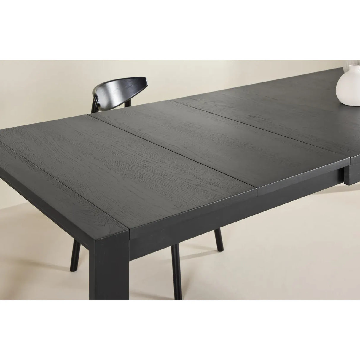 Slider dining table 250x95x75 cm - Black / Solid oak veneer