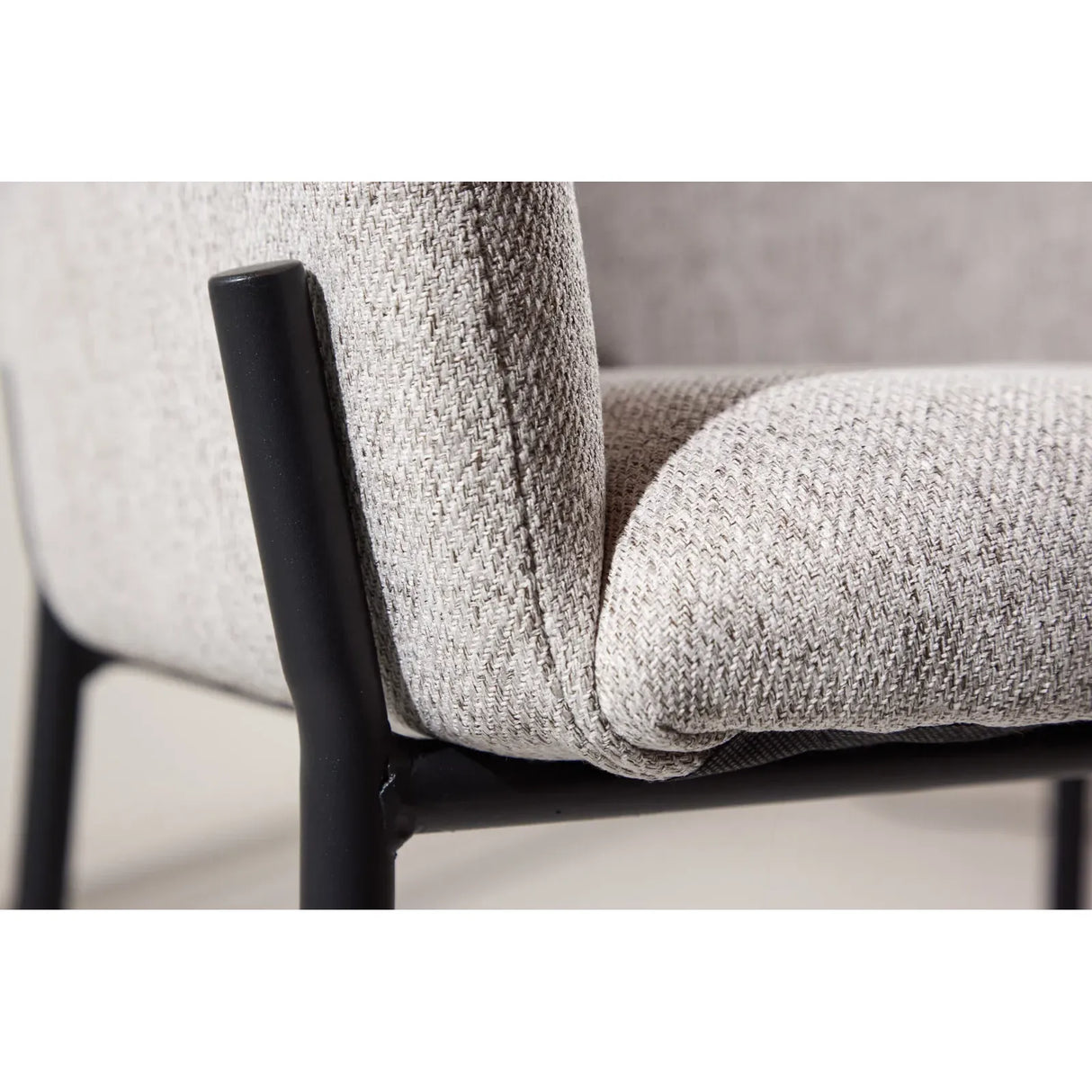 Vätö Dining Chair - Black Steel Frame / Beige Fabric