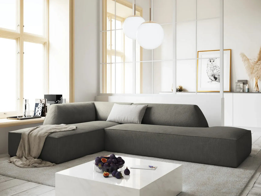 Ruby 4-Sitzer Ecksofa offen, Links, mit Bezug aus Samt, Cord oder Strukturstoff, 273x180 cm - ZEN ZONE Furniture