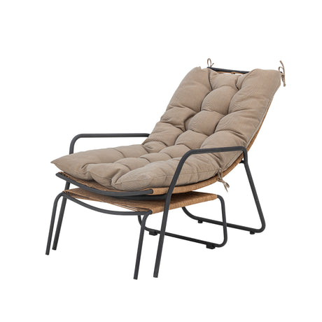 Boel Liegestuhl mit Hocker, Natur, Metall - ZEN ZONE Furniture