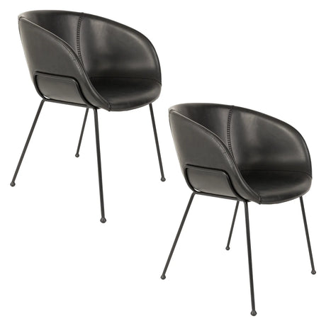 Essstuhl Feston aus PU-Leder in Schwarz, 56.5×55×77 cm von Zuiver – Produktbild 13