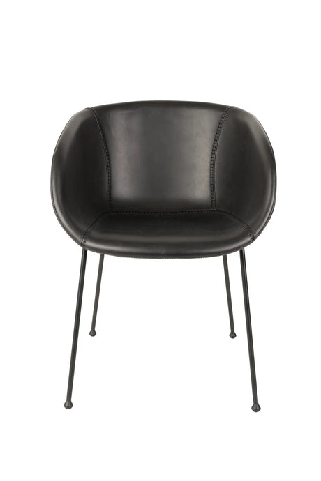 Essstuhl Feston aus PU-Leder in Schwarz, 56.5×55×77 cm von Zuiver – Produktbild 2