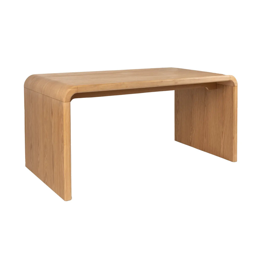Esstisch Brave aus Eichenfurnier und Massivholz Gummibaum in Braun, 160x80x75 cm - ZEN ZONE Furniture