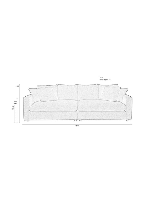 Sense 3-Sitzer Sofa Creme 266x113cm von Zuiver – Produktbild 10