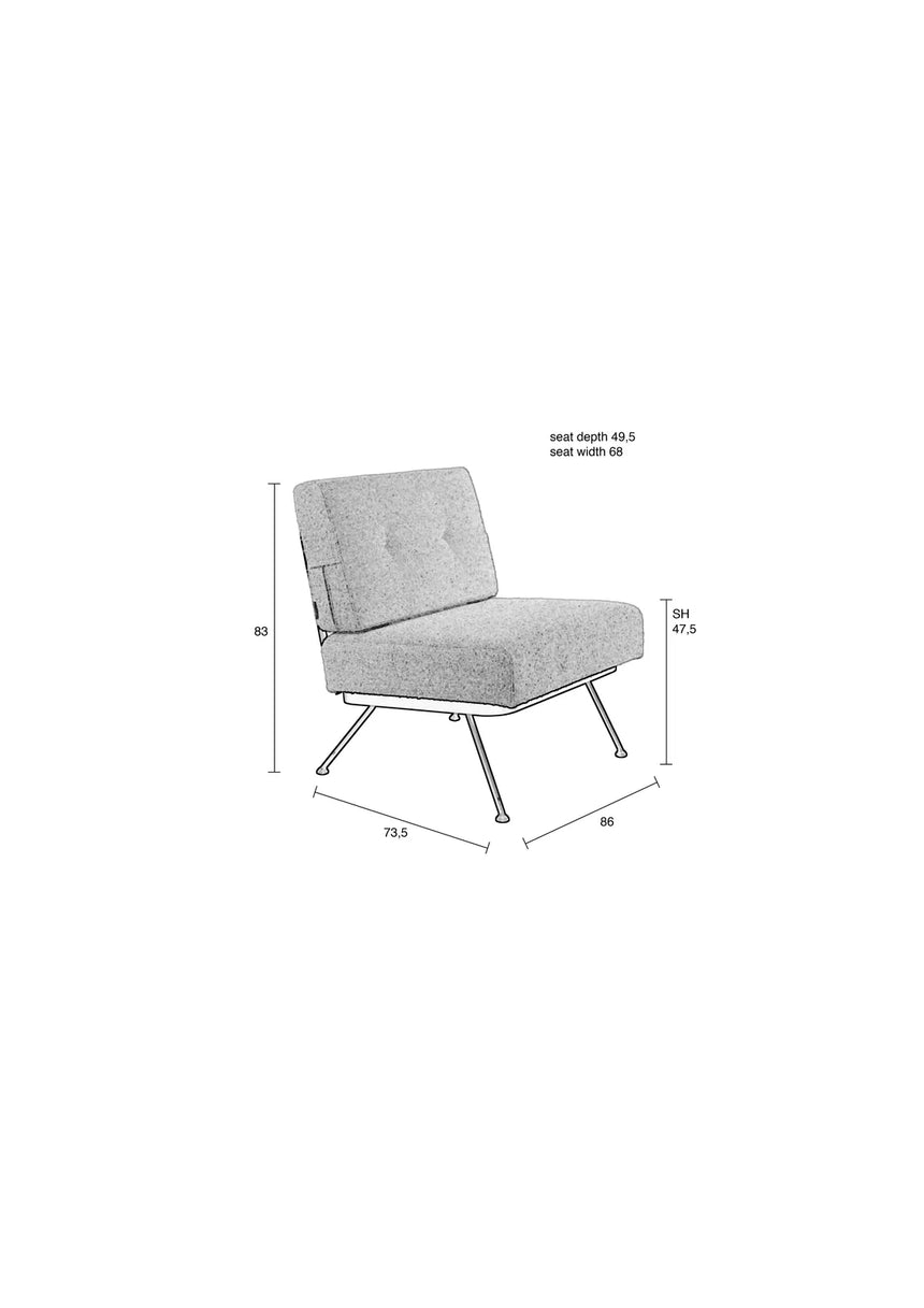 Sessel Bowie aus Stoff in Beige, 68×73,5×83 cm von Zuiver – Produktbild 15