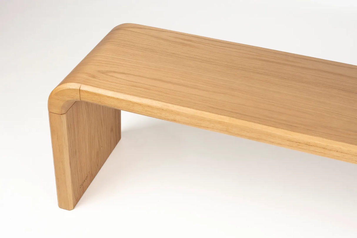 Sitzbank Brave aus Eichenfurnier und Gummibaumholz in Braun, 140×38×45 cm von Zuiver – Produktbild 3