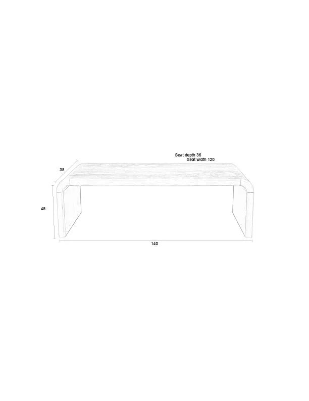 Sitzbank Brave aus Eichenfurnier und Gummibaumholz in Braun, 140×38×45 cm von Zuiver – Produktbild 9