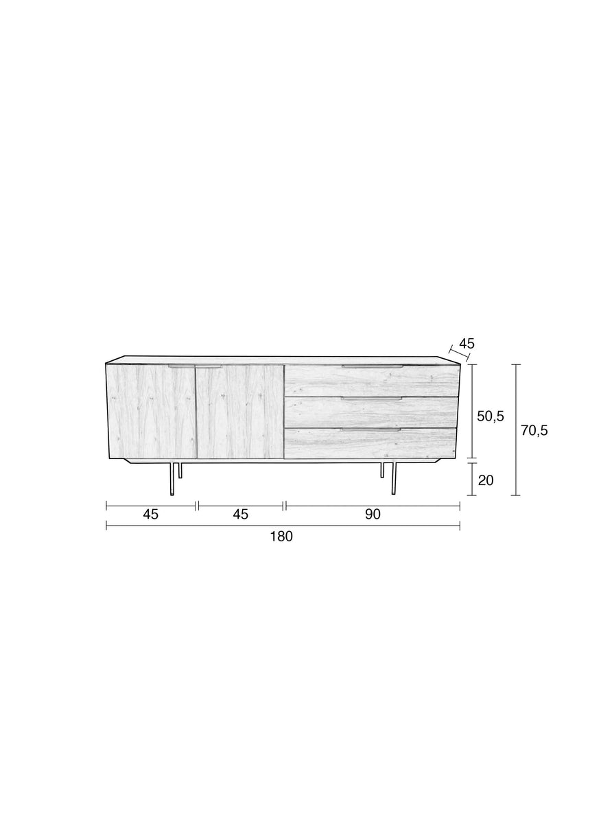 Travis Sideboard Schwarze Eiche 180x45x71 cm von Zuiver – Produktbild 15