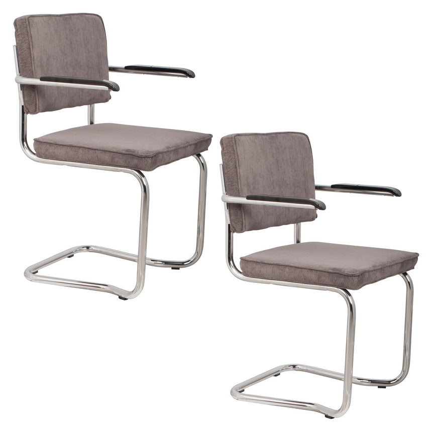 Ridge Rib Kink Essstuhl mit Armlehnen Grau – Bild 9