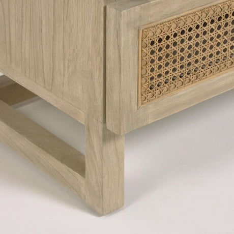 Rexit Kommode mit 5 Schubladen aus massivem Holz und Mindi Furnier mit Rattan 60 x 113 cm - ZEN ZONE
