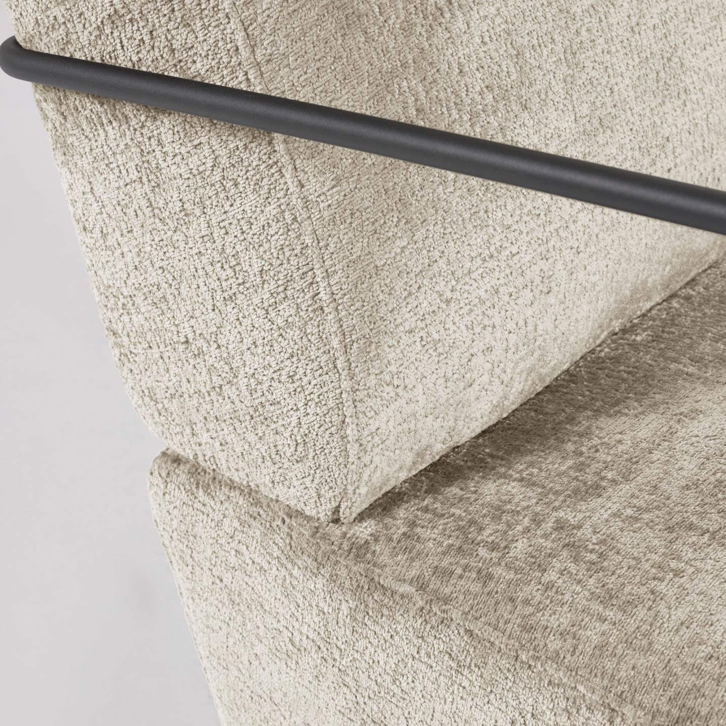 Sessel Gamer aus beiger Chenille und Metall mit schwarzer Lackierung - ZEN ZONE