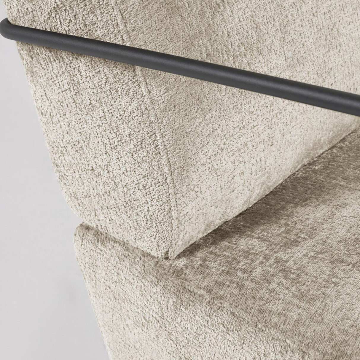 Sessel Gamer aus beiger Chenille und Metall mit schwarzer Lackierung - ZEN ZONE