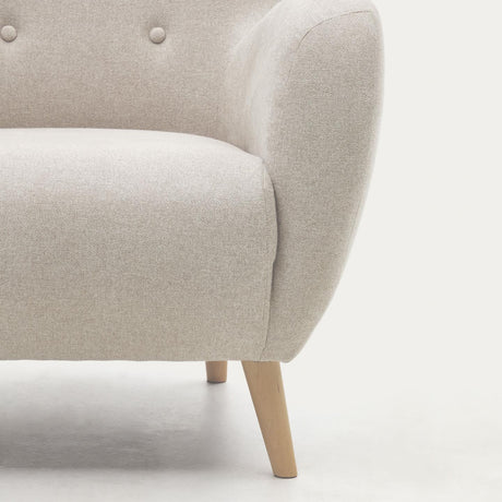Patio Sessel aus beiger Chenille mit Beinen aus massiver Buche - ZEN ZONE