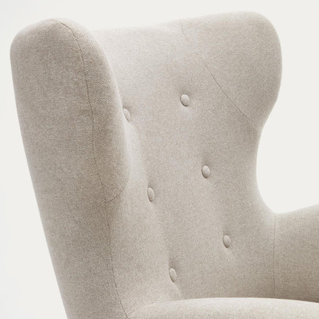 Patio Sessel aus beiger Chenille mit Beinen aus massiver Buche - ZEN ZONE