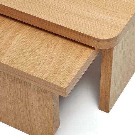 Oaq Set aus 2 Couchtischen aus Eichenfurnier mit natürlichem Finish - ZEN ZONE